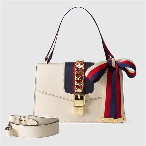 gucci sylvie shoulder bag white|Gucci sylvie bag price.